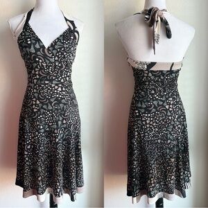 Issa London Y2K Black Halter Fruit Print Silk Dress 4